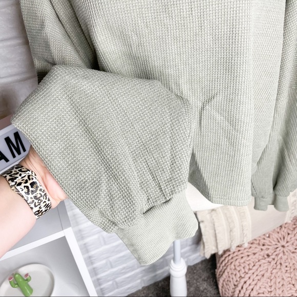 Pink Lily NEW Lovely Spirit Olive Thermal Sweater - Picture 3 of 6